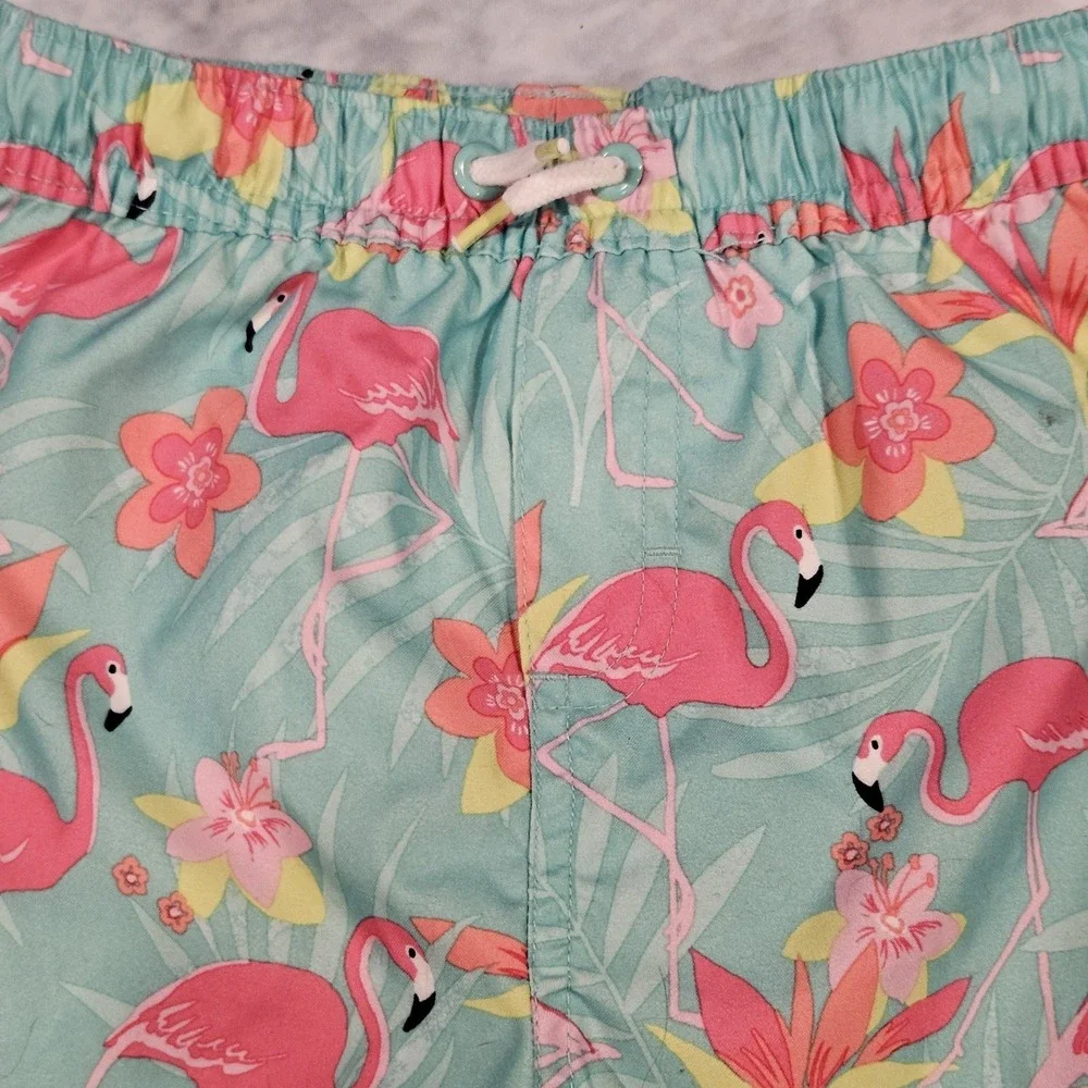 Gymboree‎ Boys Swim Trunks 4T Flamingo Tropical Print Drawstring